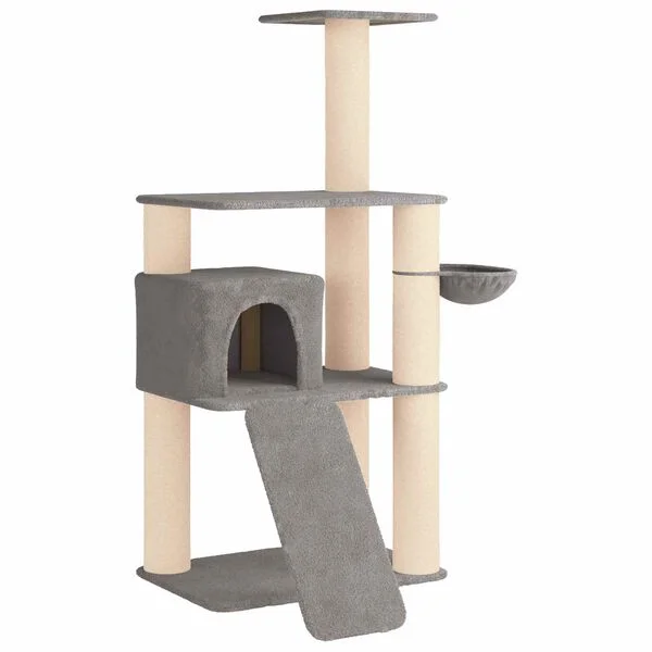 vidaXL Katzennbaum mit Sisal-Kratzsäulen Hellgrau 173 cm