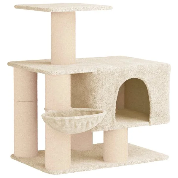 vidaXL Katzennbaum mit Sisal-Kratzsäulen Creme 96 cm