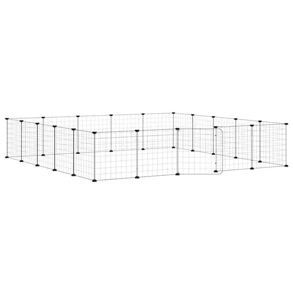 vidaXL 20-tlg. Haustierkäfig mit Tür Schwarz 175x175x35 cm Stahl