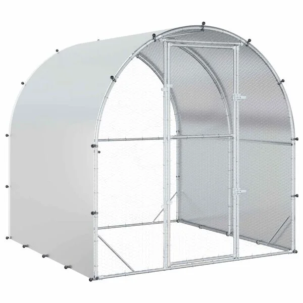 vidaXL Hühnerunterkunft Silber 200 x 200 x 200 cm Verzinkter Stahl