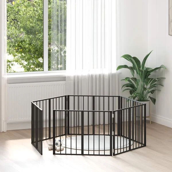 vidaXL Hundetor 6 stk. Schwarz 80 x 60 cm Verzinkter Stahl