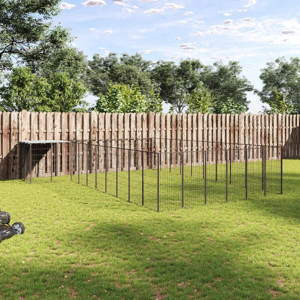 vidaXL Hundezwinger Schwarz 19, 36 m² Stahl