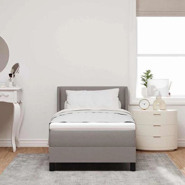 vidaXL Boxspringbett mit Kopfteil Taupe 190 x 90 cm Stoff