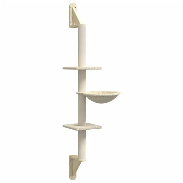 vidaXL Kratzbaum mit Kratzsäule Wandmontage Creme 142, 5 cm