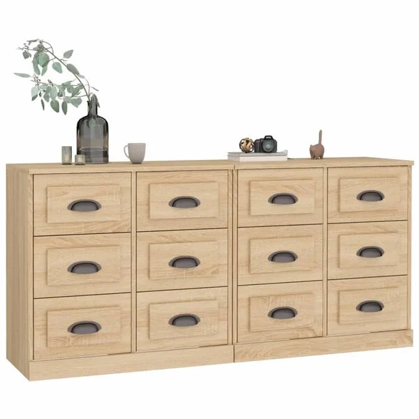 vidaXL Sideboards 2 Stk. Sonoma-Eiche Holzwerkstoff