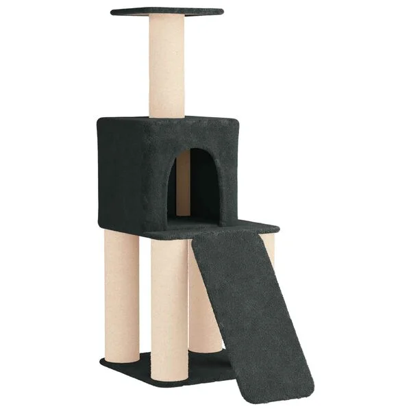 vidaXL Katzennbaum mit Sisal-Kratzsäulen Dunkelgrau 146 cm