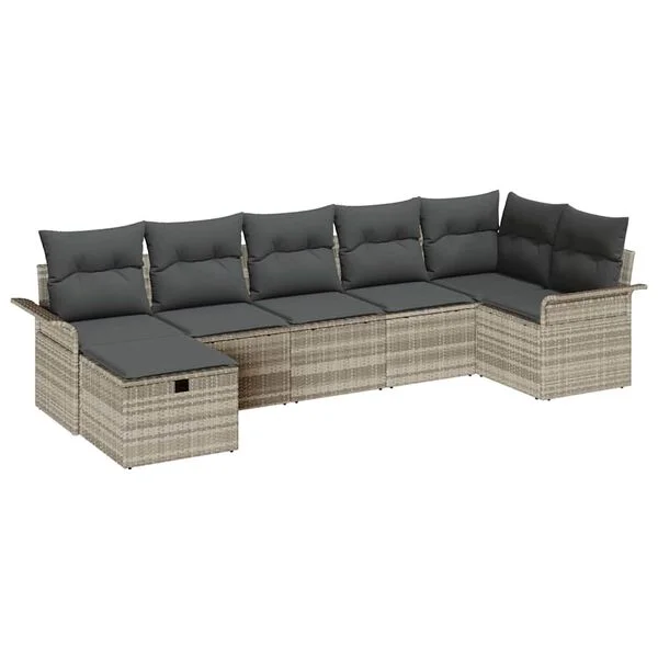 vidaXL Gartensofa-set 7 stk. Poly Rattan