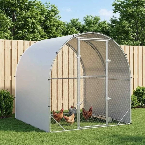 vidaXL Hühnerunterkunft Silber 200 x 200 x 200 cm Verzinkter Stahl