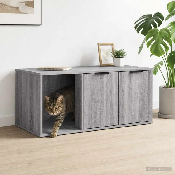 vidaXL Katzenkiste Möbel Sonoma-Grau 100 x 49 x 45 cm Holzwerkstoff