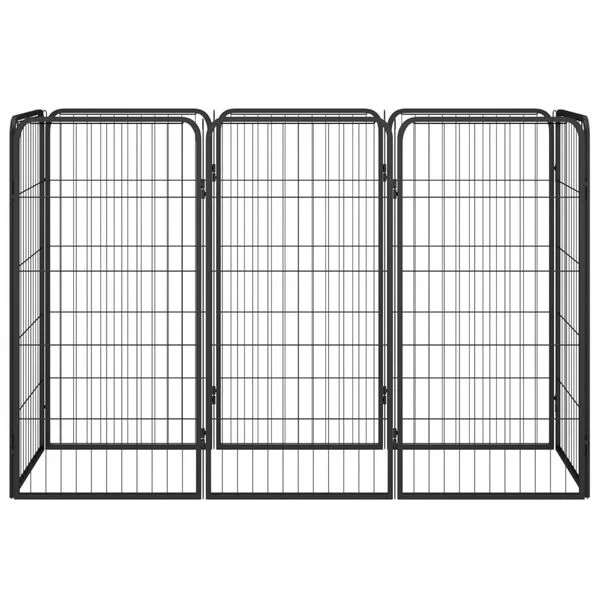vidaXL 8-tlg. Hundelaufstall Schwarz 50x100 cm Stahl Pulverbeschichtet