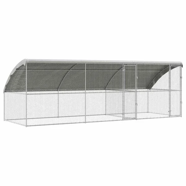 vidaXL Hühnerkäfig mit 2 Türen 3 stk. Silber 600x200x200 cm