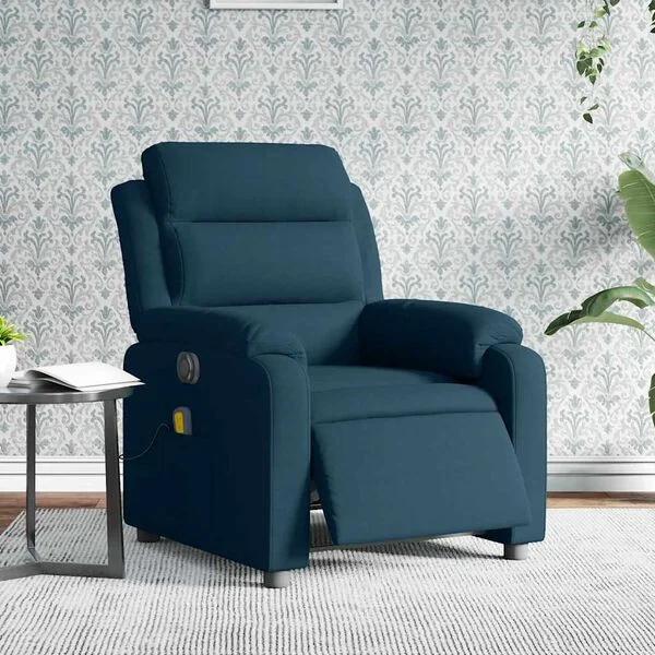 vidaXL Massagesessel Elektrisch Blau Samt