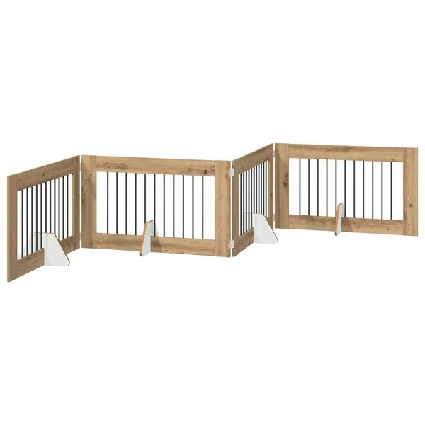 vidaXL Klappbares Hundetor mit Ständern 4 stk. Artisan-Eiche 401 cm
