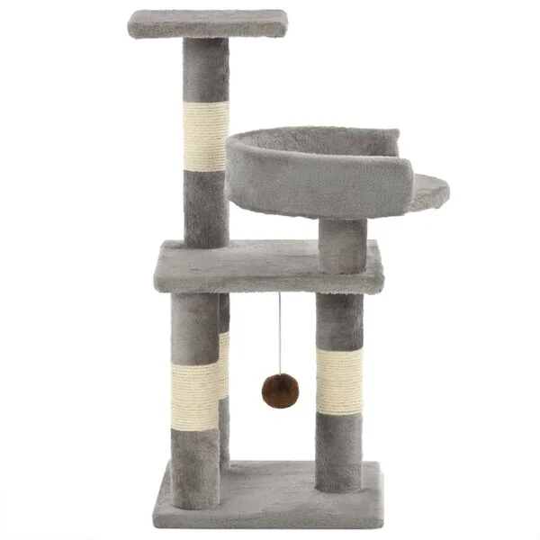 vidaXL Katzen-Kratzbaum mit Sisal-Kratzsäulen 65 cm Grau