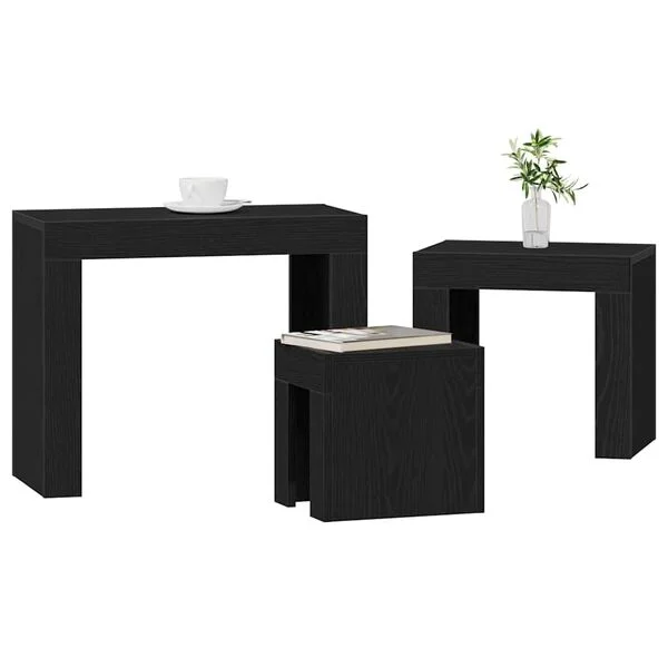vidaXL Satztische 3 stk. Schwarz Eichen-Optik 61 x 30 x 50 cm