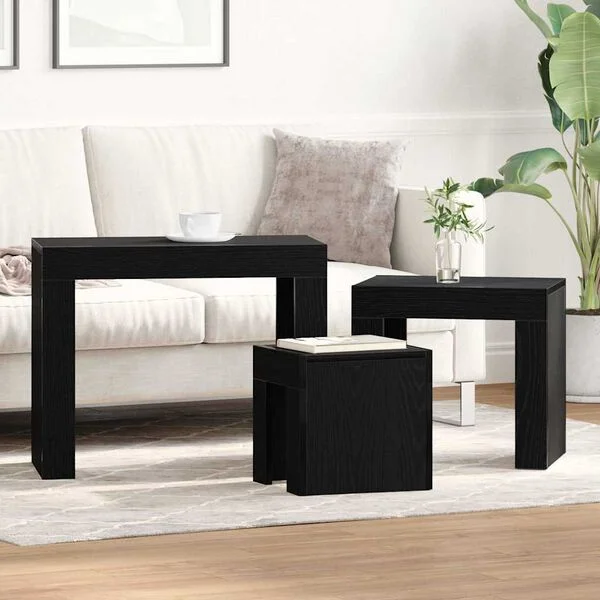 vidaXL Satztische 3 stk. Schwarz Eichen-Optik 61 x 30 x 50 cm