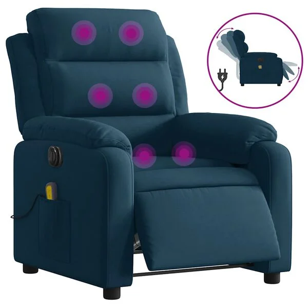 vidaXL Massagesessel Elektrisch Blau Samt