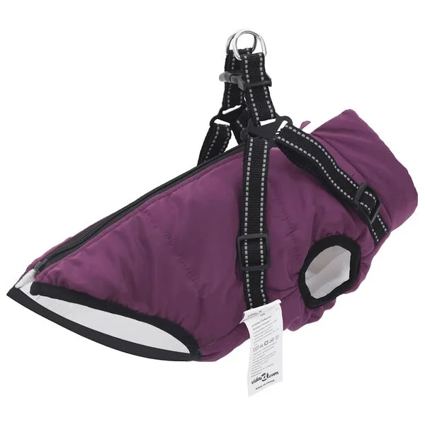vidaXL Hundemantel mit Geschirr Wasserdicht Reflektierend Lila L40