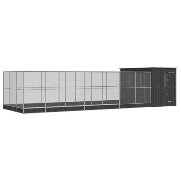 vidaXL Voliere mit Erweiterung Silbern 911x303x216 cm Stahl