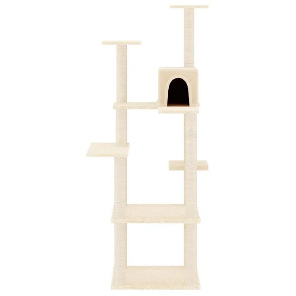 vidaXL Kratzbaum mit Sisal-Kratzsäulen Creme 153 cm