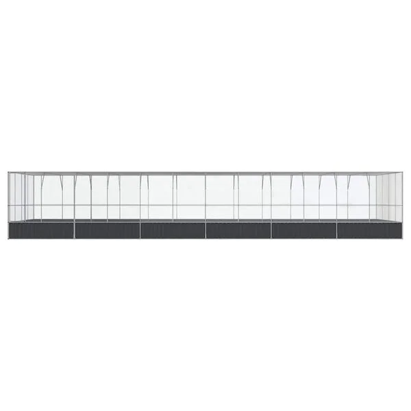 vidaXL Voliere mit Erweiterung Silbern 1246x414x212 cm Stahl