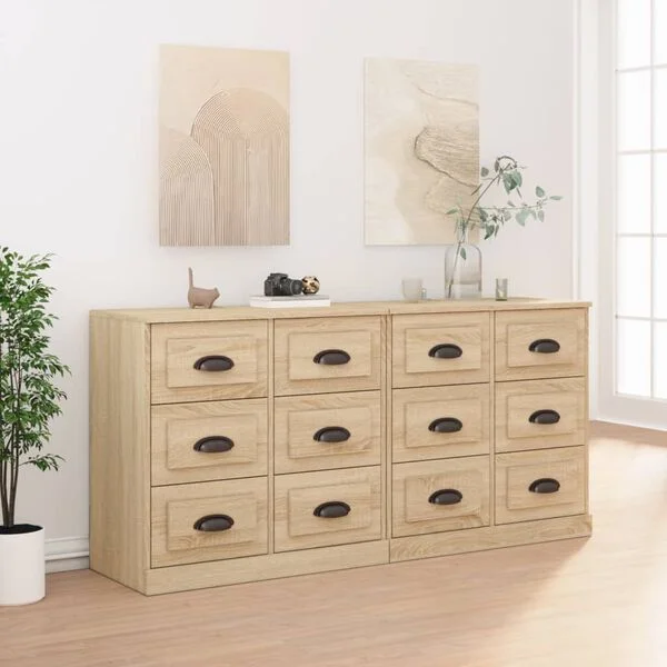 vidaXL Sideboards 2 Stk. Sonoma-Eiche Holzwerkstoff