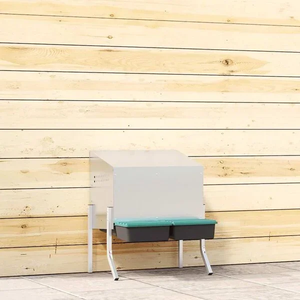 vidaXL Hühner-Nistkasten 2 Fächer mit Beinen Verzinkter Stahl