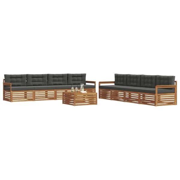vidaXL Outdoor-Sofagarnitur 9 stk. Natur und Anthrazit