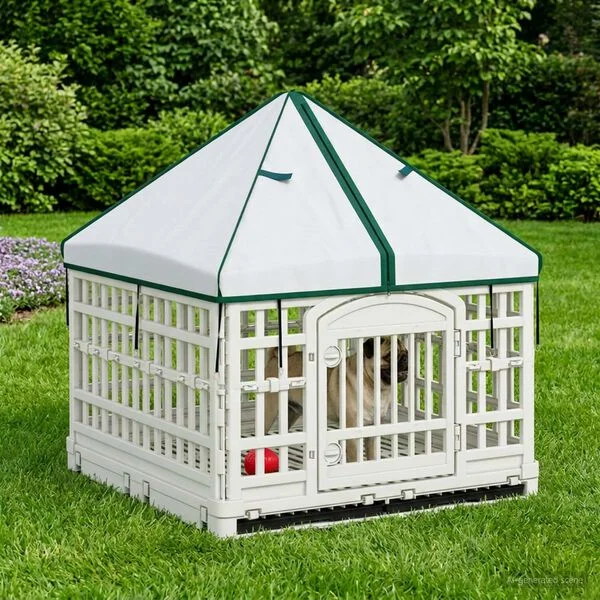 vidaXL 4-Panel-Hundeauslauf mit Dach 177, 5 x 154, 5 x 112 cm Kunststoff
