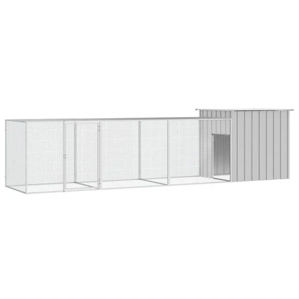 vidaXL Hühnerkäfig Grau 400x91x100 cm Verzinkter Stahl