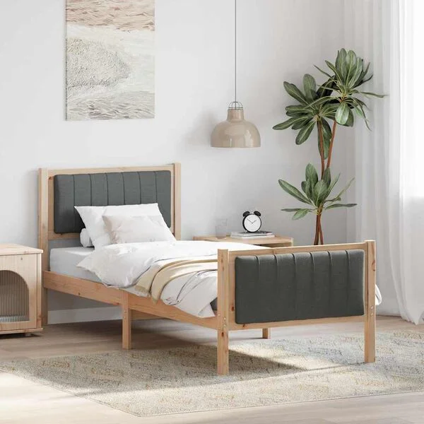 vidaXL Bettgestell Braun und Dunkelgrau 80 x 200 cm Massivholz Kiefer