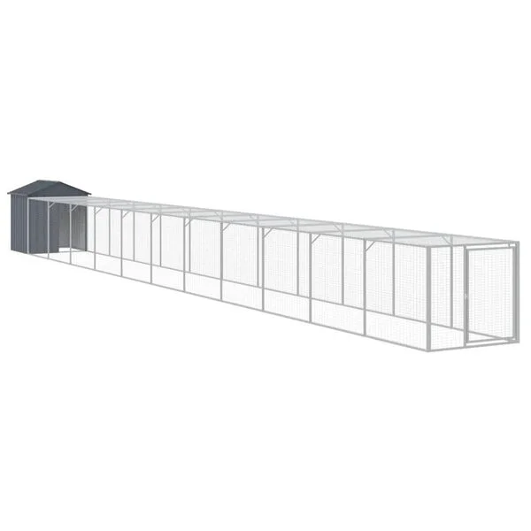 vidaXL Hühnerkäfig mit Auslauf Anthrazit 117x1221x123cm Stahl Verzinkt