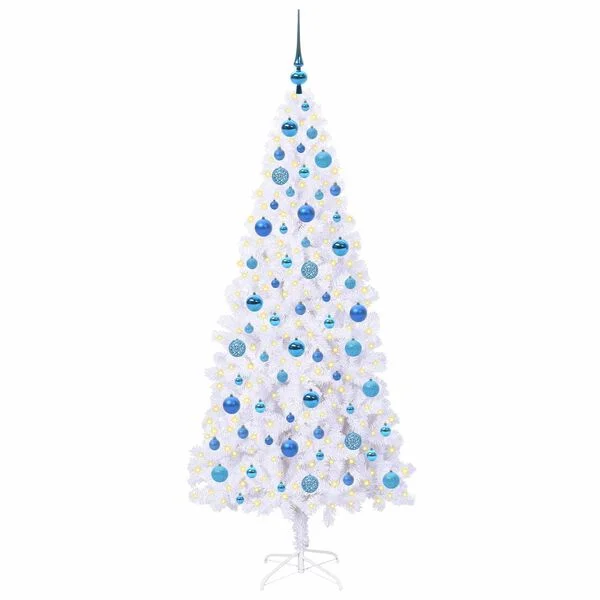 vidaXL Künstlicher Weihnachtsbaum Weiß 180 cm PVC und Stahl