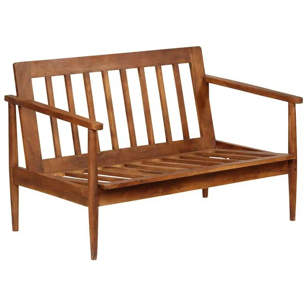 vidaXL 2-Sitzer-Sofa Echtleder Akazienholz Braun