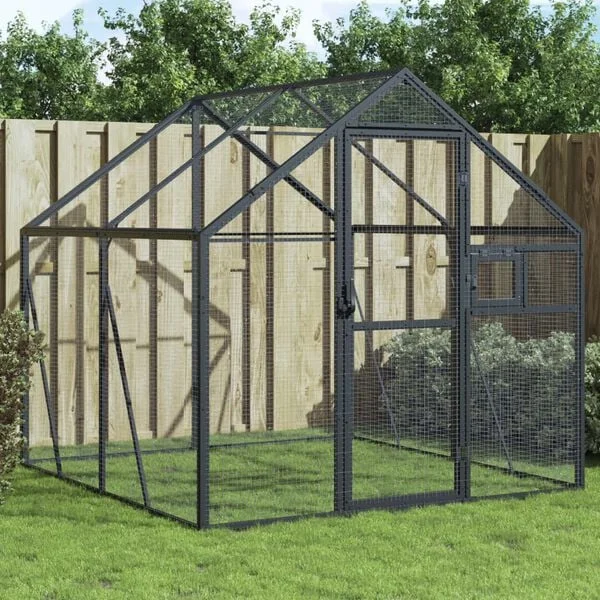vidaXL Voliere Anthrazit 1, 79x2x1, 85 m Aluminium