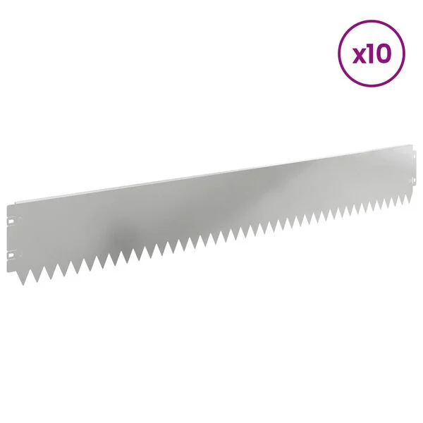 vidaXL Rasenkante 10 stk. 103 x 15 cm Stahl Silber