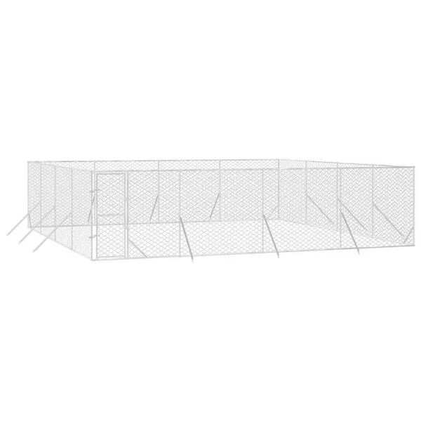 vidaXL Outdoor-Hundezwinger Silbern 8x8x2 m Verzinkter Stahl