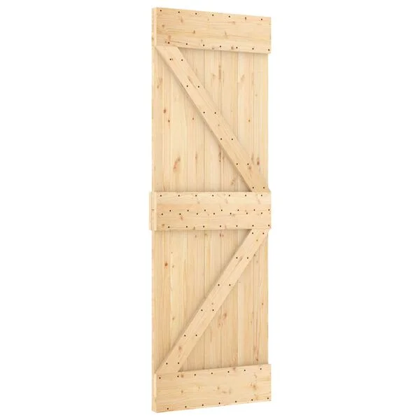 vidaXL Schiebetür Natürlich und Weiß 70 x 210 cm Massivkiefer