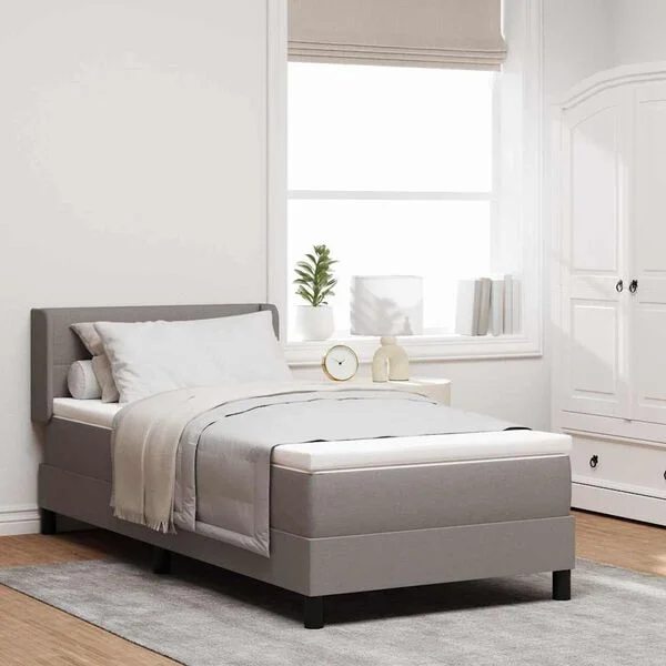 vidaXL Boxspringbett mit Kopfteil Taupe 190 x 90 cm Stoff