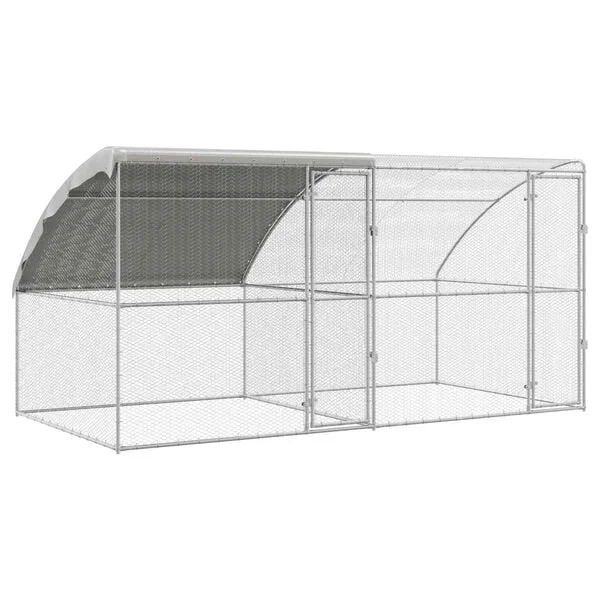 vidaXL Hühnerkäfig mit 2 Türen 2 stk. Silber 400x200x200 cm