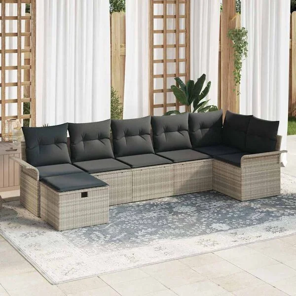 vidaXL Gartensofa-set 7 stk. Poly Rattan
