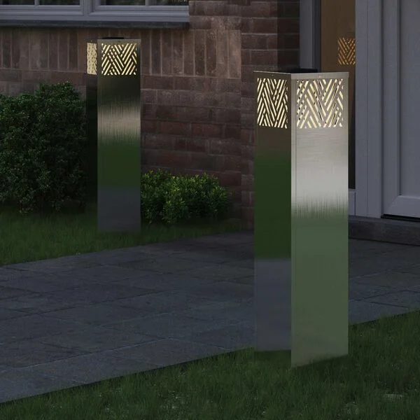 vidaXL Solar LED Weg Licht 2 stk. Warmes Weiß 18 x 18 x 80 cm