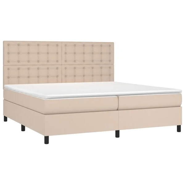 vidaXL Boxspringbett mit Matratze & LED Cappuccino-Braun 200x200cm