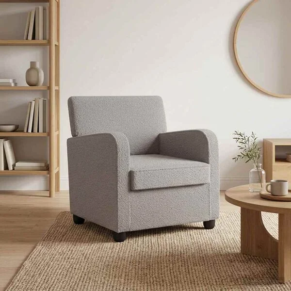 vidaXL Sessel Hellgrau Lammfell-Imitat