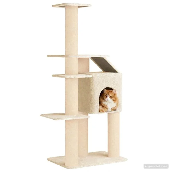 vidaXL Katzennbaum mit Sisal-Kratzsäulen Creme 183 cm