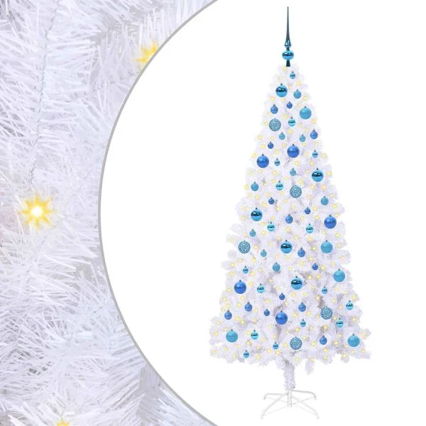 vidaXL Künstlicher Weihnachtsbaum Weiß 180 cm PVC und Stahl