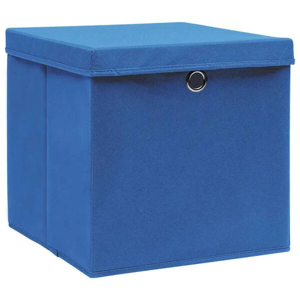 vidaXL Aufbewahrungsboxen mit Deckeln 4 Stk. Blau 32x32x32 cm Stoff