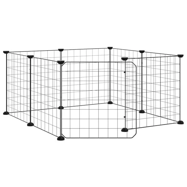 vidaXL 8-Panel-Haustierkäfig mit Tür Schwarz 70x70x35 cm Stahl