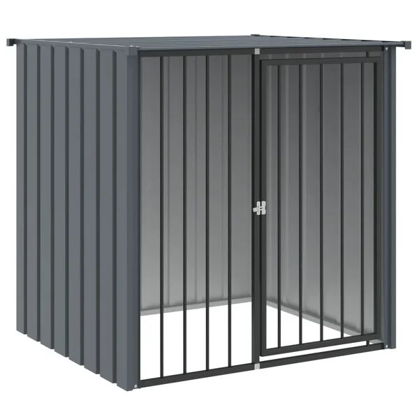 vidaXL Hundehütte mit Dach Schwarz 110x103x109 cm Verzinkter Stahl