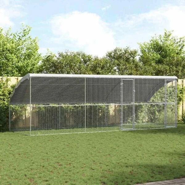 vidaXL Hühnerkäfig mit 2 Türen 3 stk. Silber 600x200x200 cm